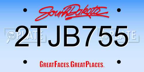 2TJB755 South Dakota License Plate