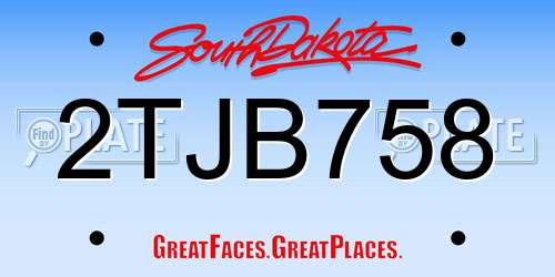 2TJB758 South Dakota License Plate