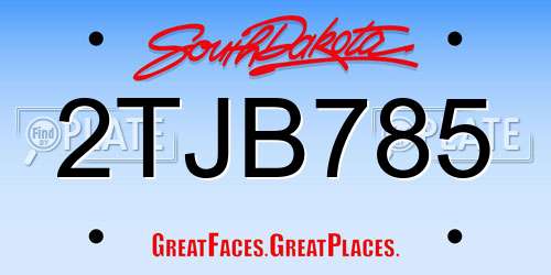 2TJB785 South Dakota License Plate