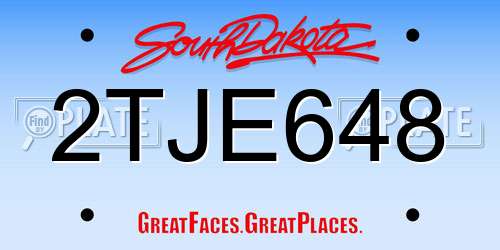 2TJE648 South Dakota License Plate