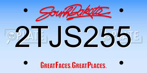 2TJS255 South Dakota License Plate