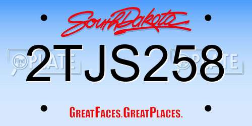 2TJS258 South Dakota License Plate