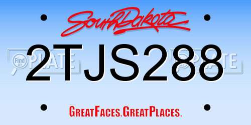 2TJS288 South Dakota License Plate