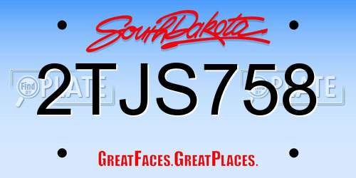2TJS758 South Dakota License Plate