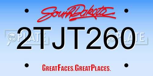 2TJT260 South Dakota License Plate
