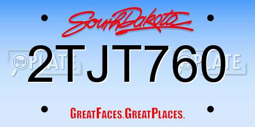 2TJT760 South Dakota License Plate