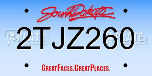 2TJZ260 South Dakota License Plate