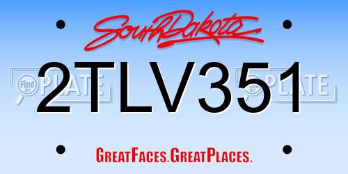 2TLV351 South Dakota License Plate