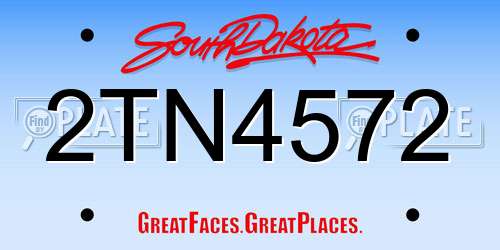 2TN4572 South Dakota License Plate