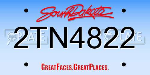 2TN4822 South Dakota License Plate