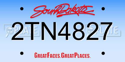 2TN4827 South Dakota License Plate