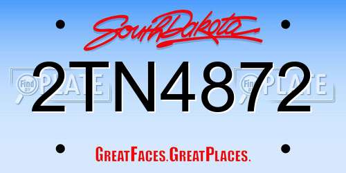 2TN4872 South Dakota License Plate
