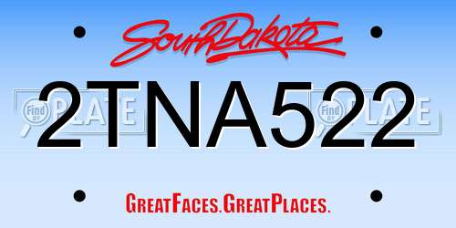 2TNA522 South Dakota License Plate
