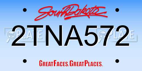 2TNA572 South Dakota License Plate