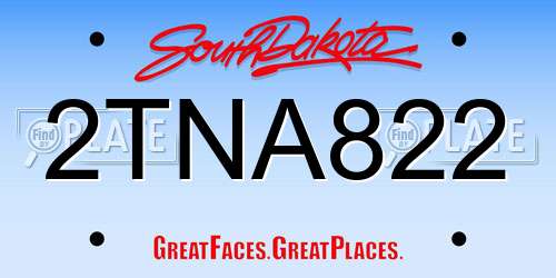 2TNA822 South Dakota License Plate