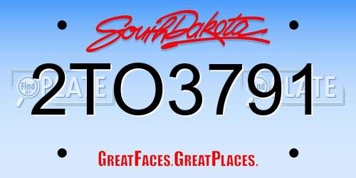 2TO3791 South Dakota License Plate