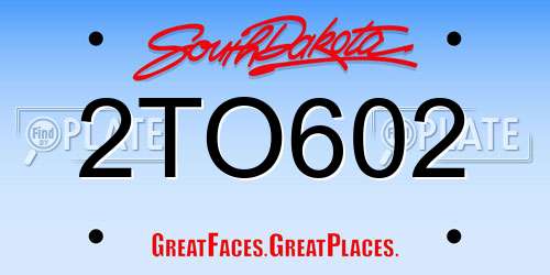2TO602 South Dakota License Plate