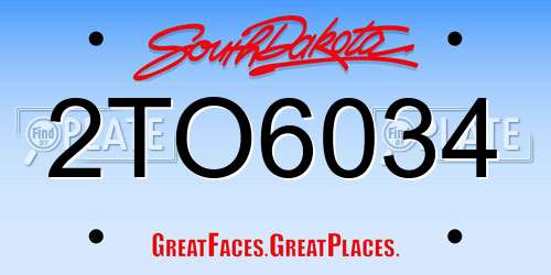 2TO6034 South Dakota License Plate