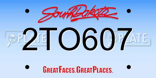 2TO607 South Dakota License Plate