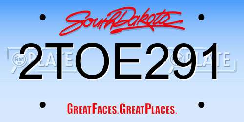2TOE291 South Dakota License Plate