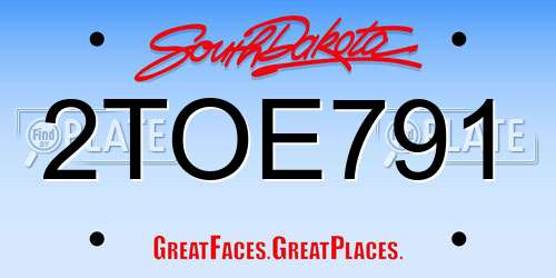 2TOE791 South Dakota License Plate