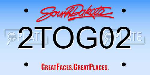 2TOG02 South Dakota License Plate