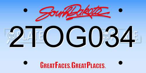 2TOG034 South Dakota License Plate
