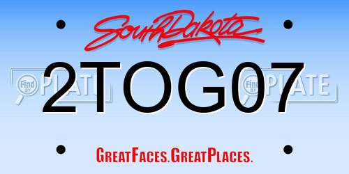 2TOG07 South Dakota License Plate