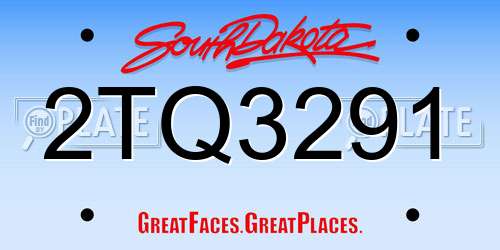 2TQ3291 South Dakota License Plate