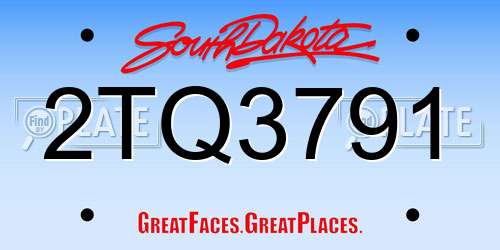 2TQ3791 South Dakota License Plate
