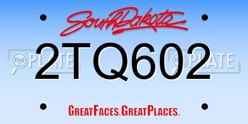2TQ602 South Dakota License Plate
