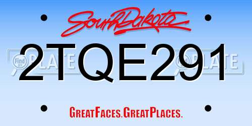 2TQE291 South Dakota License Plate