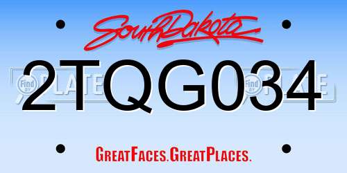 2TQG034 South Dakota License Plate