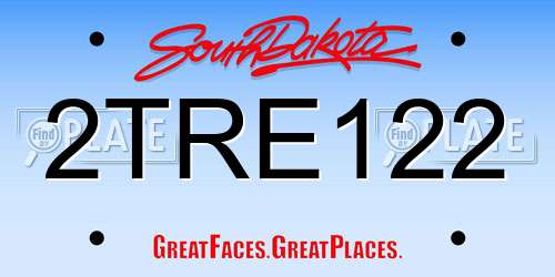 2TRE122 South Dakota License Plate