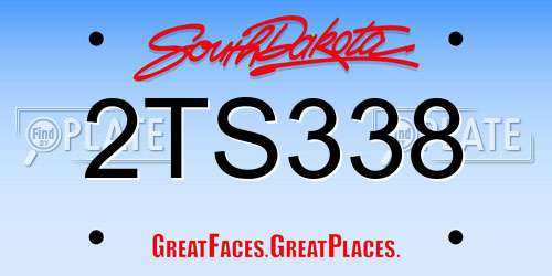 2TS338 South Dakota License Plate