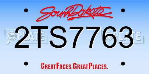 2TS7763 South Dakota License Plate