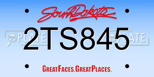 2TS845 South Dakota License Plate