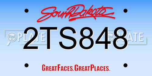 2TS848 South Dakota License Plate
