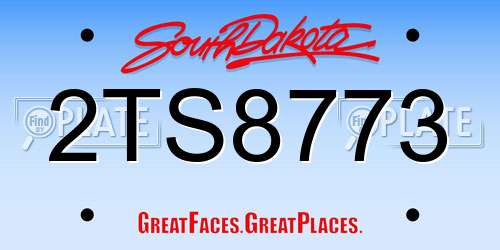 2TS8773 South Dakota License Plate