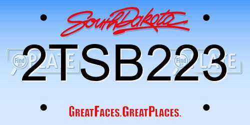 2TSB223 South Dakota License Plate