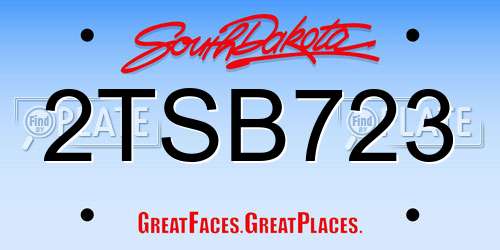2TSB723 South Dakota License Plate