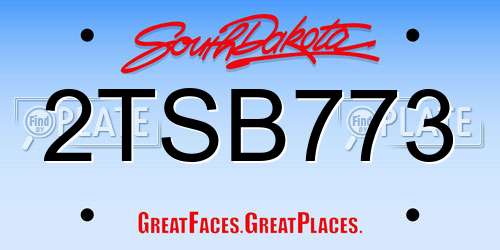 2TSB773 South Dakota License Plate