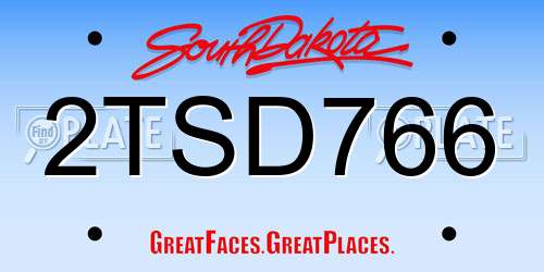 2TSD766 South Dakota License Plate