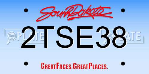 2TSE38 South Dakota License Plate