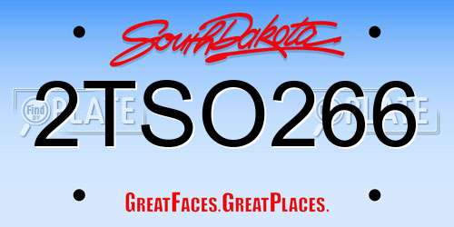 2TSO266 South Dakota License Plate