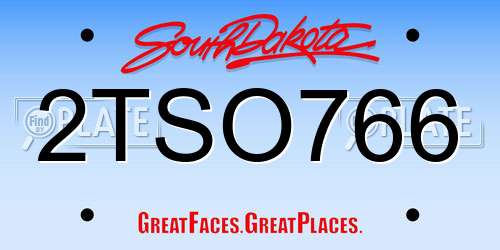 2TSO766 South Dakota License Plate