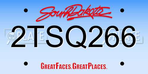 2TSQ266 South Dakota License Plate