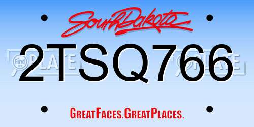 2TSQ766 South Dakota License Plate