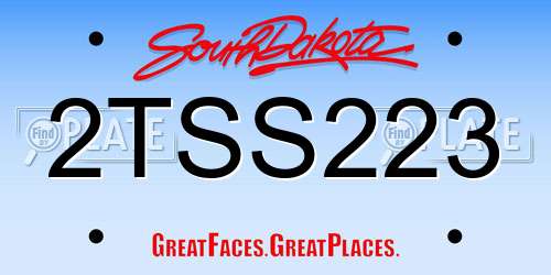 2TSS223 South Dakota License Plate