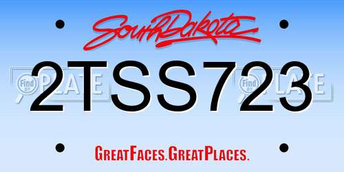 2TSS723 South Dakota License Plate